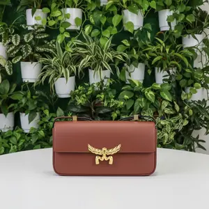 Pre-owned MCM Leather Crossbody Bags Reddish Brown Calfskin Lauretos Bag New