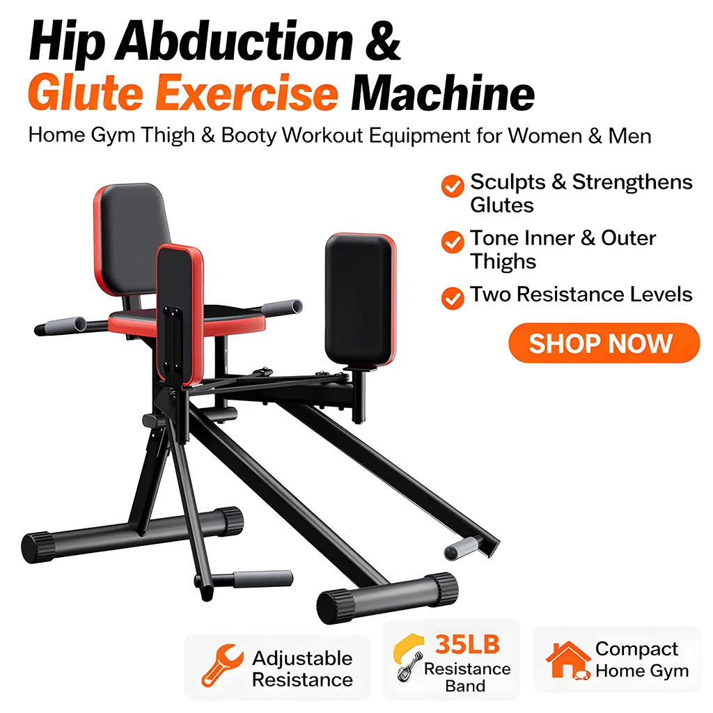KBQ 2-in-1 Hip Abductor & Adductor Machine for Home Gym -Adjustable Glute Trainer, Inner/Outer Thigh WorkoutEquipment for Hip Sculpting & Butt Lifting