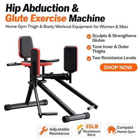 KBQ 2-in-1 Bidirectional Hip Abductor-Adductor Machine - Compact Home Gym Equipment, 3-Level Hip Sculpting Glute & Inner/Outer Thigh Gear, 360° Free Rotation, Steel Plastic Pipes, Triangular Base, Leather Padding, 50% Discount for Fitness Beginners