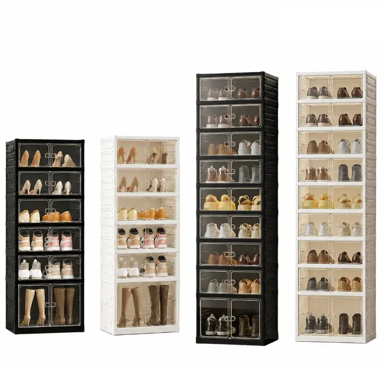 [DealsForYouDays]Foldable Shoe Organizer Storage Box, Portable Extra Large Folding Shoe Rack for Closet, Shoe Storage Box with Magnetic Transparent Door , 9 Layers