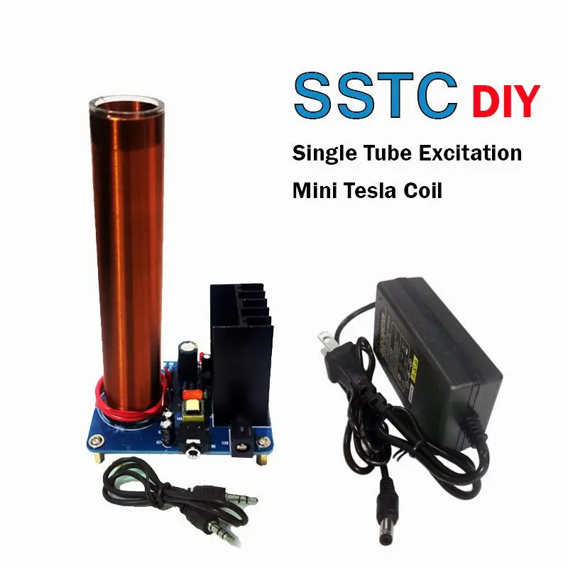 DIY Mini Tesla Coil Plasma Speaker Arc loudspeaker music tesla coil Wireless Transmission Test SSTC Portable