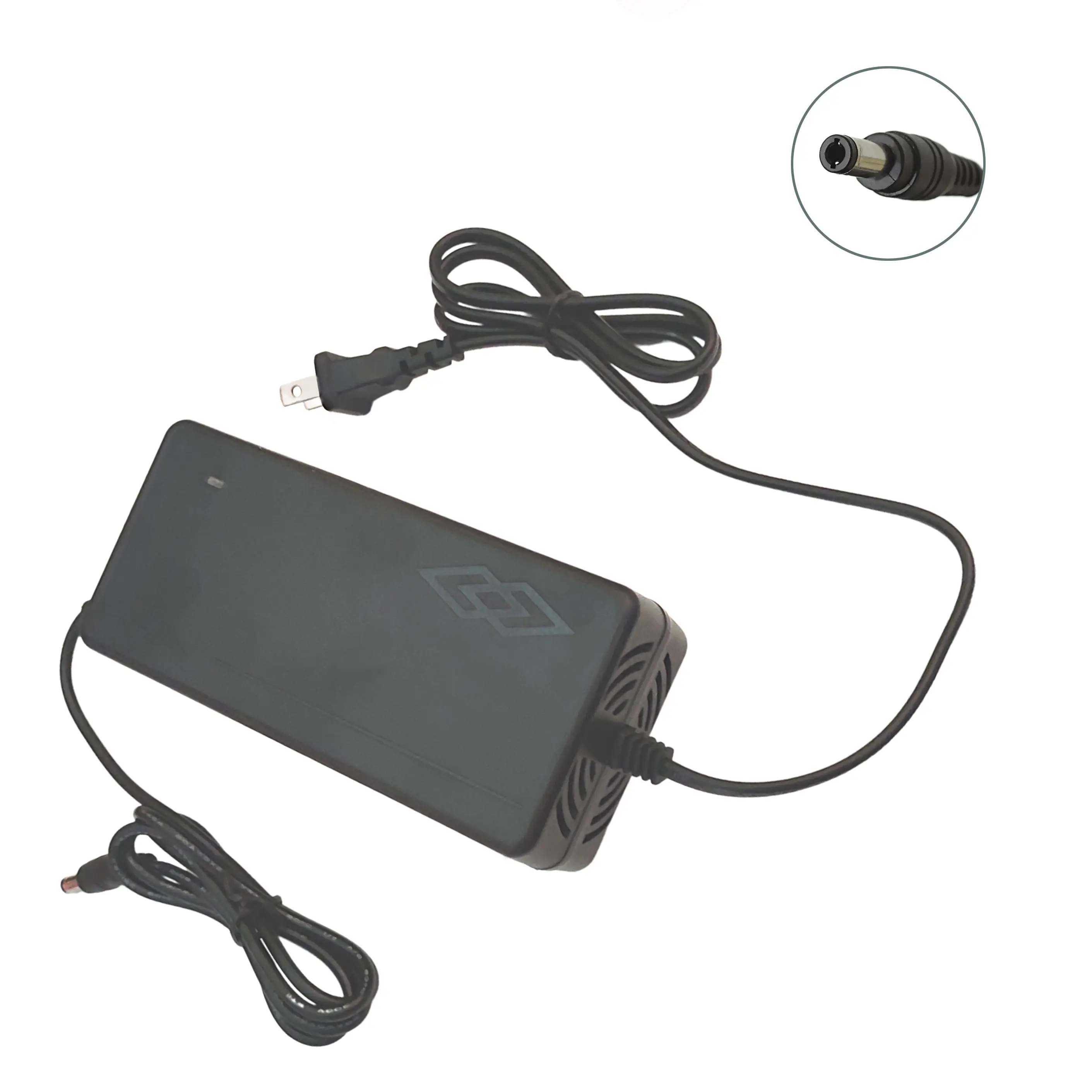 54.6V 2A Ebike Charger, Portable Replacement Power Adapter for 48V 13S Lithium Ion Batteries, E-Scooter Power Supply with 5.5x2.1mm Connector and OVP/OCP Overload Protection, 54.6V 2A Out, Ebike Charging, Ovp/Ocp Safe, For 13 Series 13