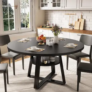 Garvee - Mesa de Comedor Redonda para Mesa de Cocina de 4 a 6, 47 Pulgadas con Almacenamiento, mesas de Comedor Circulares para Cocina, Comedor, Sala de Estar, Sala de reuniones, Departamento