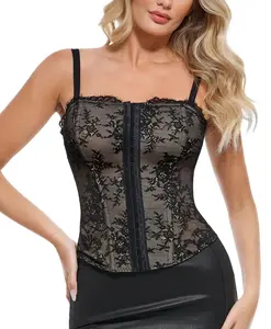 Popilush Leopard Corset - Black with Leopard Print Design Style Elegance-LIVE