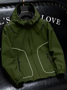 Men's Windproof Waterproof Outdoor Jacket, Comfortable Fit, Durable Functional Fabric, Hiking Camping All Terrain, Daily Commute, Athletic Jackets