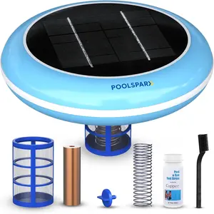 Solar Pool Ionizer – Floating Cleaner,Copper Pool Ionizer for Above Ground & Inground Pools up to 45,000 Gallons – Solar Powered Pool Ionizer System,pools for backyard，outdoor