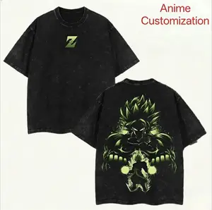Saiyan Broly Green Z Washed T-Shirt Dragon and Ball Broly Character Unisex Top Wear 100% Cotton Washed Classic Cut Comfortable Ribbed Collar Fans Apple Flag US Beer T-Shirt