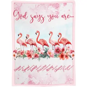 Flamingo Blanket God Says You are Throw Blanket Soft Cozy Warm Fuzzy Flannel Lightweight Plush Merch Pink Flamingo Decor Gifts Lover for Man Woman Boy Girl Couch Bedding Sofa