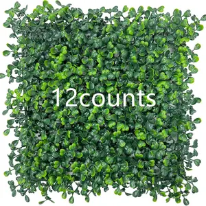 Artificial Grass Wall Panel Set, Anti-UV Greenery Faux Boxwood Panels for Indoor Outdoor, Green Plant Wall Decor, Home Garden Decor