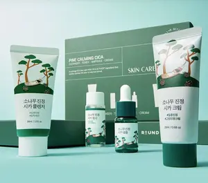 ROUND LAB Korean Pine Calming CICA Trial Pack - Soothing, Barrier-Strengthening Daily Skincare Kit with Hyaluronic Acid, Lightweight Moisturizing Gel to Hydrate