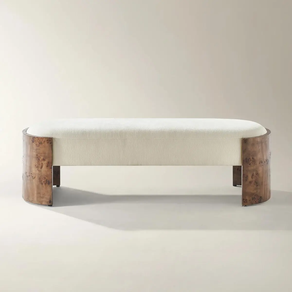 Z Gallerie Cora Upholstered Footstool - Soft Chenille Cushioned Wooden Bench, Modern Wooden Ottoman-Style Bench, Plush Decorated Living Room Indoor Furniture, Wooden Benches