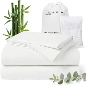 Luxury  Tencel & Viscose from  Cooling Sheet Set,Silky Soft Lyocell Sheets with Deep Pocket,  & Breathable Bedding with Pillowcases (White, )