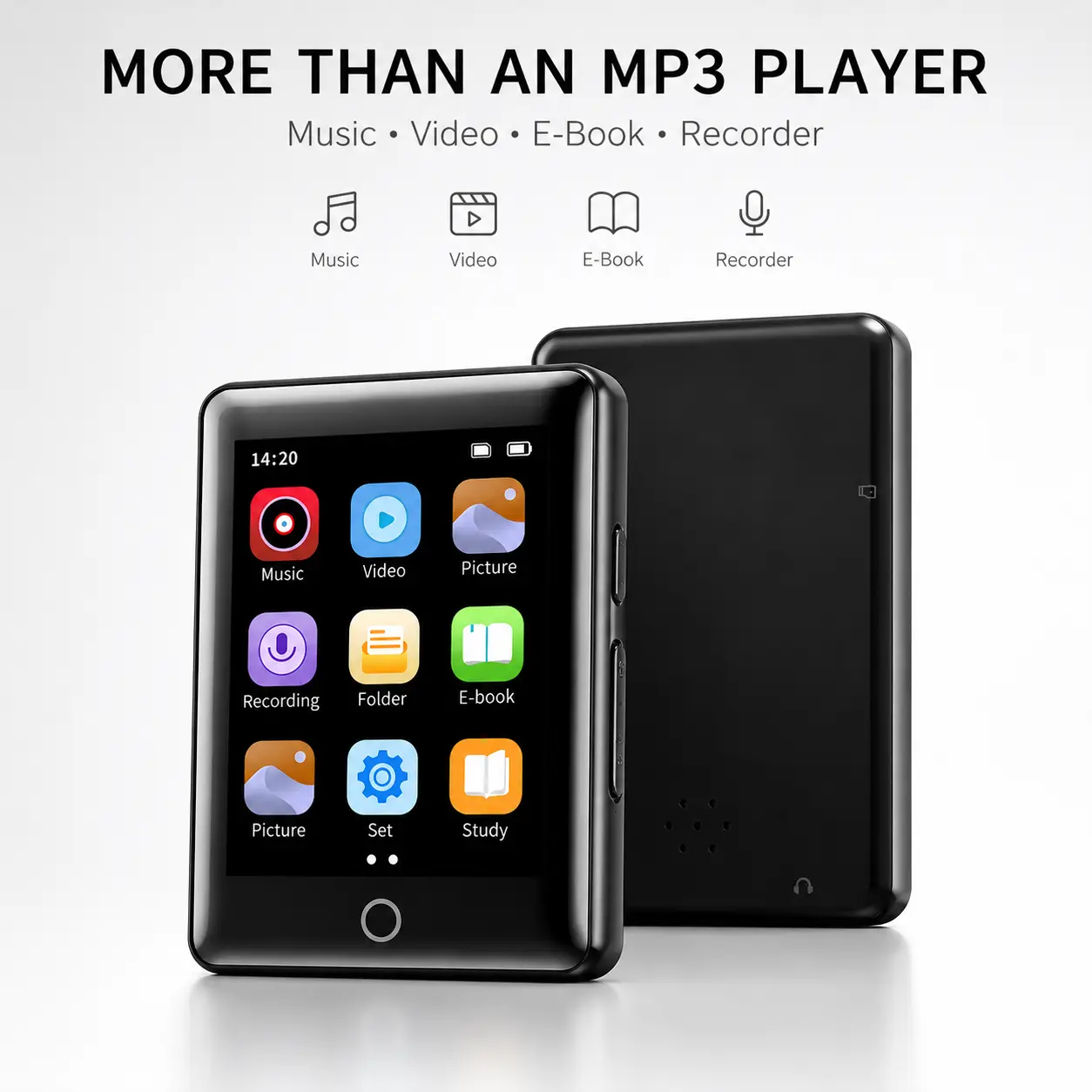 Portable Bluetooth 5.3 Digital Audio Player, 2.4-Inch Full Touchscreen High-Fidelity Lossless Music Player with Speaker, FM Radio, Recorder, E-Books (TF Card Not Included)