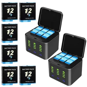 2000mAh Batteries for GoPro Hero 12 with 3 Channel Battery Charging Station Compatible with GoPro Hero 12, 11, 10, 9 Black Camera (2 Batteries & 1 Charger)