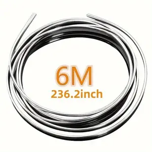 6M Car Door Chrome Moulding Trim Strip Edge Scratch Guard Protector Cover Strip Roll Chrome Styling Moulding Trim Strip Car Interior Accessory