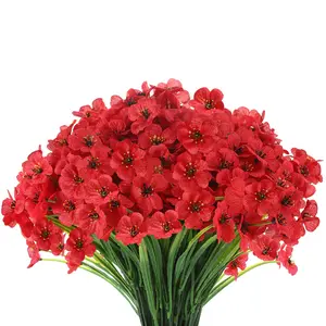 15 Bunches Outdoor Artificial Flowers, UV Resistant Fake Flowers Artificial Silk Flowers with Plastic Plants for Indoor Outdoor Front Porch Hanging Planter Decoration