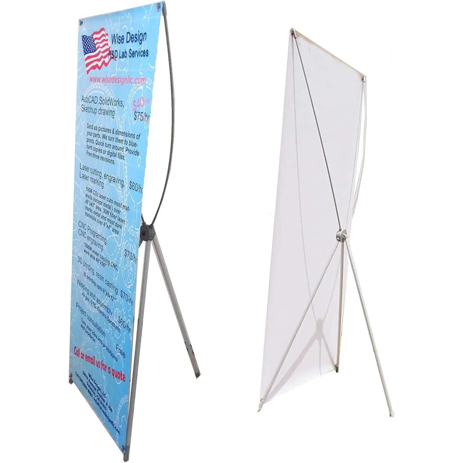 Aluminum Banner Stands for Fixed Size Banners, Select from 2 Sizes (fits banner size 23"Wx63"H,or 31"Wx71"H) and 3 packages (2 pcs, 5pcs,or 10 pcs/pack)