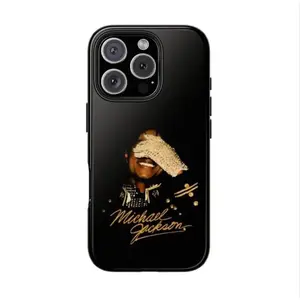 Michael Jackson Tough Phone Case with Iconic Glove Pose & Gold Signature - 2D Design Suitable for iPhone 17-11 Pro Max/Plus and  Samsung Galaxy S22-25 - Impact Resistant Polycarbonate & TPU Lining - Protective Phone Cover