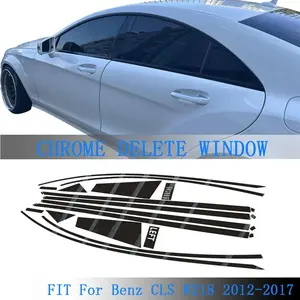 For Mercedes Benz CLS W218 2012-2017 Exterior Window Trim Film Glossy Black Chrome Delete Decoration Sticker Car Decals