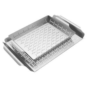 Henckels BBQ 2-pc Stainless Steel Grill Topper And Basket Set Henckels BBQ 2-pc Stainless Steel Grill Topper And Basket Set