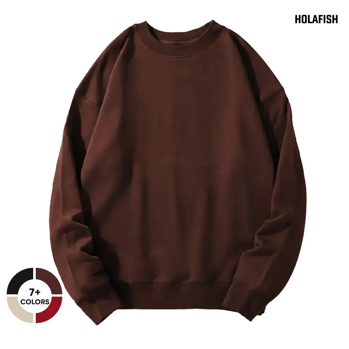 Holafish Women's Oversized Fleece Sweatshirt - Korean Minimalist Cotton Blend Pullover Top, Long Sleeve Casual Wear for Work, Sweater Weather, Jeans, Baggy, Thanksgiving, Valentines Day, Soft, Everyday, Basic, Loose, Polyester, Crew Neck, Fleece Lined, Ro