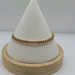 PINK STONES  bracelet fashion style gold-plated adjustable 18K COLOR