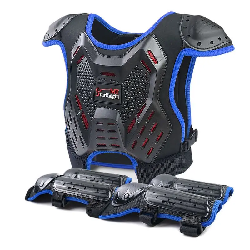 StarknightMT Kids Motorcycle Protective Gear Set - Adjustable Impact-Proof Youth ATV Chest Armor, Elbow Pads, Moto Protectors for Boys/Girls Dirt Bike, Mountain Biking, Cycling, Blue (Motorcycle Accessories)