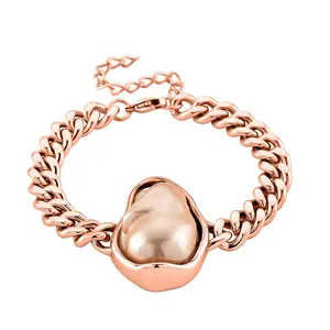 Peach Shell Pearl Bracelet in ION Plated Rose Gold Stainless Steel 7.50-9.50In