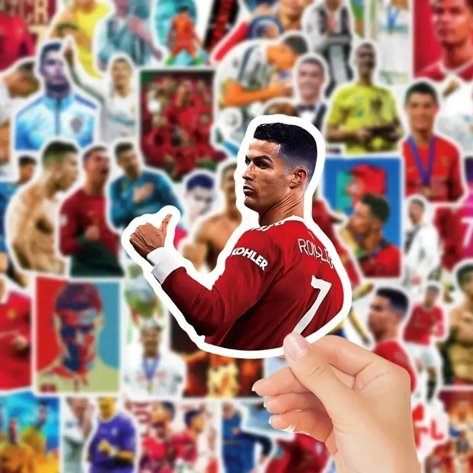 Cristiano Ronaldo Sticker Pack – 50 Waterproof Vinyl Stickers | CR7 Football Decals for Laptop, Water Bottle, Notebook & More