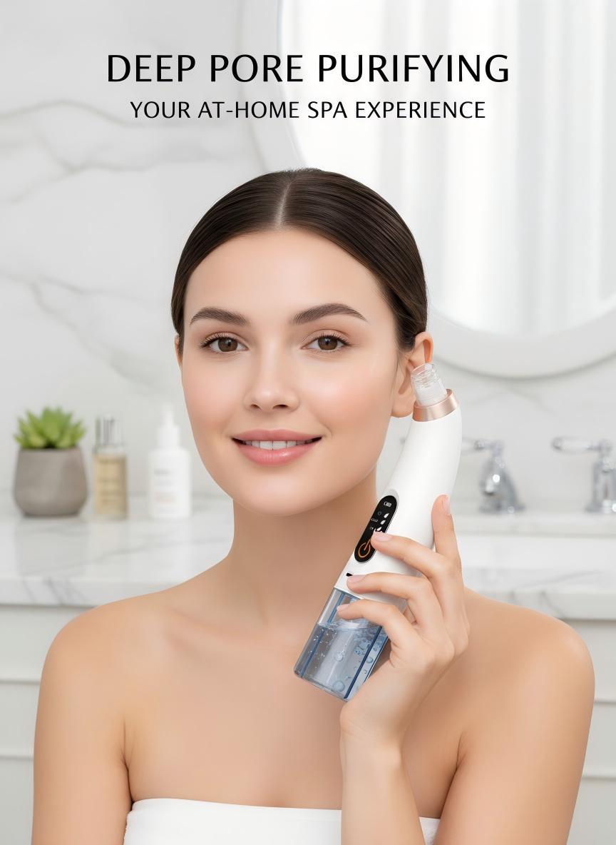 Hydra Facial Machine, Electric Blackhead Remover Vacuum with Water Oxygen Bubble Technology, Deep Pore Cleaning, Removes Acne, Oil & Blackheads, Multiple Suction Levels, USB Rechargeable Portable Beauty Device