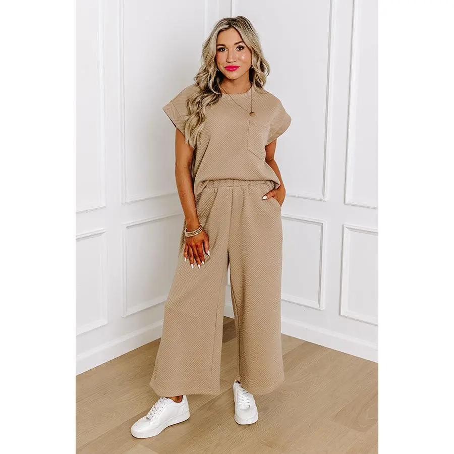 Cue The Cozy High Waist Pants in Warm Taupe