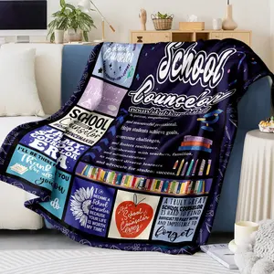 School Counselor Gifts, Counselor Appreciation Gift for Women, Thank You School Counselor Gifts, Counselor Gift for Birthday, School Counselor Blanket 60"X 50", Guidance Counselor Presents,1 count, Print on One-side with a Plain white Back