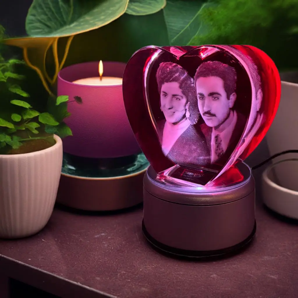 Personalized 3D Heart Crystal with Your Photo