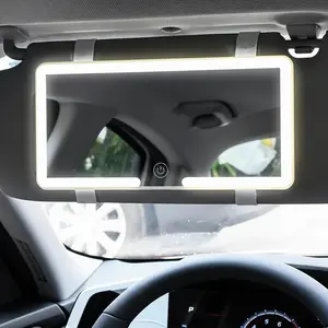 Car Sun Visor Vanity Mirror with 3 LED Lights USB Rechargeable Battery Touch-Sensitive Control Dimmable Bicolor Lighting for Enhanced Makeup Routine