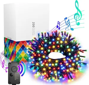 EAMBRITE Christmas Lights Outdoor 82Ft 200LT Christmas Lights with Cheerful Music Infrared Motion Sensor Controller for Indoor Outdoor Christmas Tree Party Patio Garden Decorations (Multi-Color)