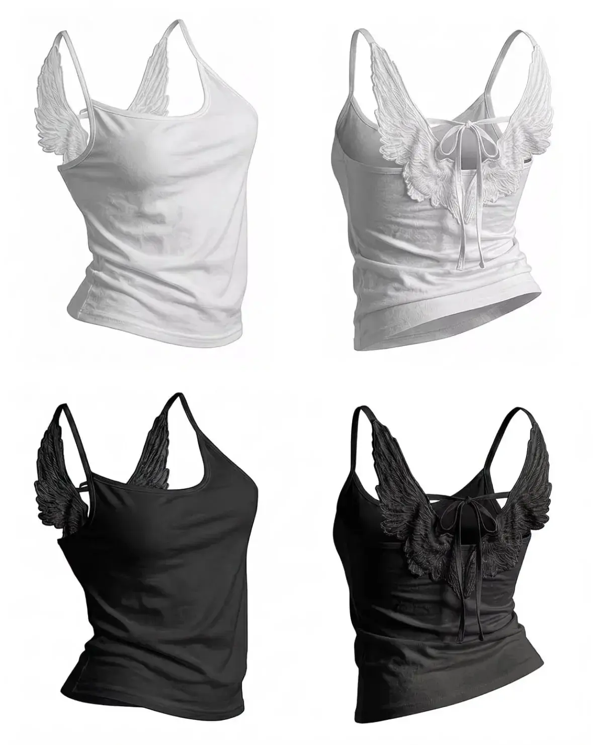 Women's Angel Wings Tank Top, Casual Summer Crop Top for Daily Wear