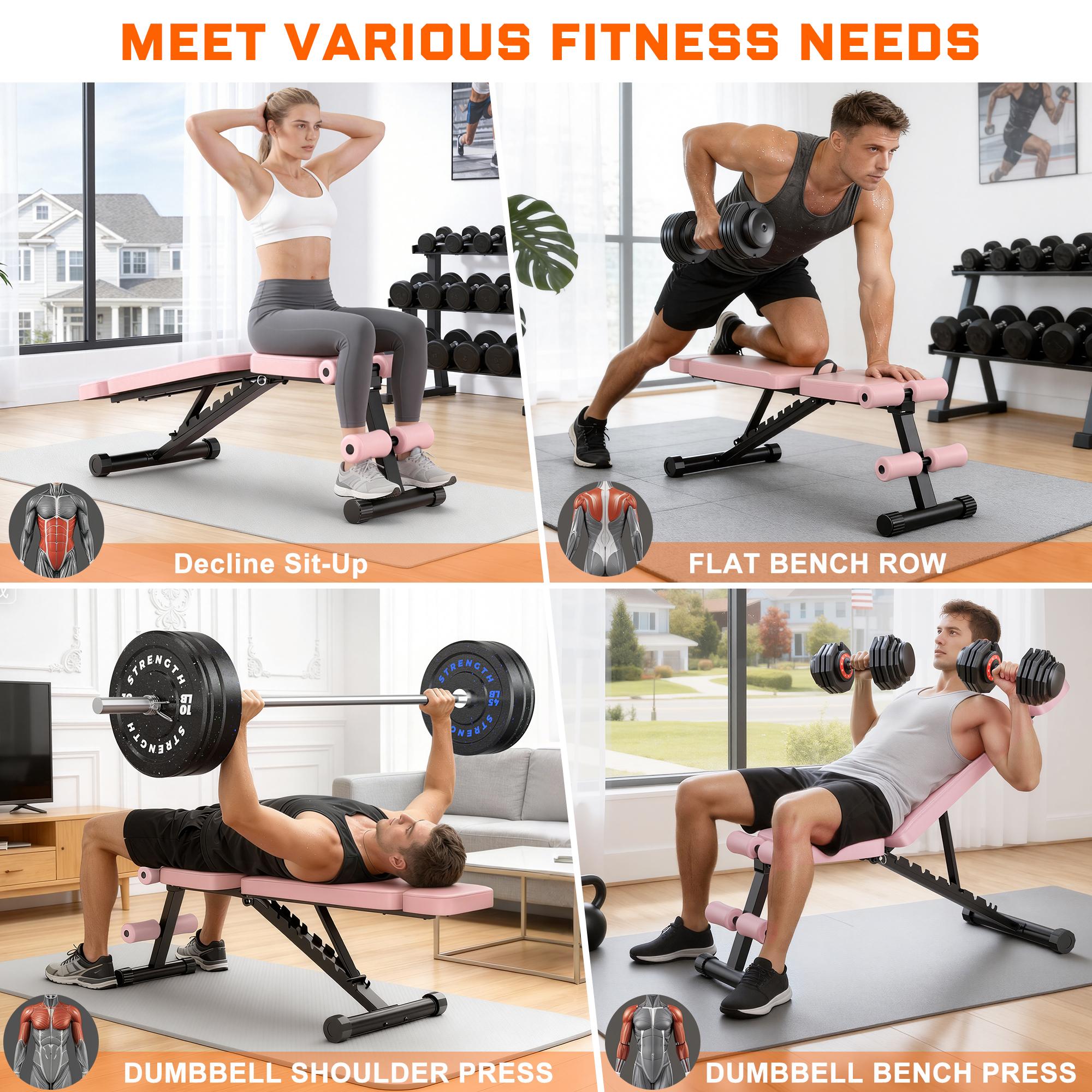Bearbro 9 Positions Adjustable Weight Bench Foldable Workout Bench Olympic Weight Bench for Home Gym Full Body Strength Training Support up to 800lbs Sturdy Steel Construction with 1.8 Inch Cushions,BlackFriday Bearbro 9 Positions Adjustable Weight Bench Foldable Workout Bench Olympic Weight Bench for Home Gym Full Body Strength Training Support up to 800lbs Sturdy Steel Construction with 1.8 Inch Cushions,BlackFriday