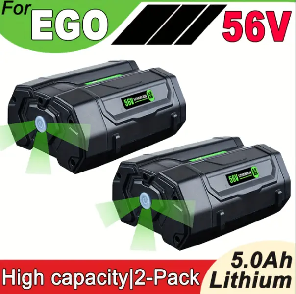 2-Pack 5.0Ah 56V Max Lithium Ion Battery Pack for EGO Cordless Power Tools - Impact Resistant, Multi-Protection, Compatible Replacement for EGL1828, BA5600T, BA1400, BA2800, BA4200 Charge Controllers, Home Improvement Power Tool Batteries Accessory