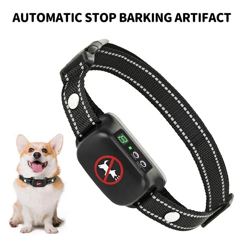 Automated Anti-Bark Dog Collar with 8 Adjustable Sensitivity Settings, 1 Count USB Rechargeable Collar, Soft & Durable Nylon, Vibrating Beep Alert, Fits Large Medium Small Breeds Bark Collars