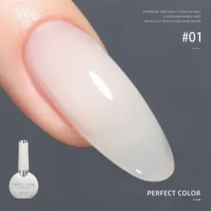 12ml Rubber Base Gel,Needed Top Coat & UV/LED, Long Lasting 4-in-1 Milky White Foundation for Nails Strengthening & Thickening, Self-Leveling Soak Off Gel for Weak Damaged Nails