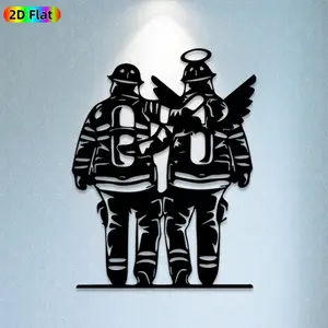1pc Firefighter Metal Wall Art, Heroic Firefighter Statue Mural, Ideal Gift for New Year, Christmas, Firefighter Decor Enthusiasts, Rust-Resistant Metal Wall Decor Wall Sculptures, Perfect for Home Wall & Garden Fence, Meaningful Tribute Decor