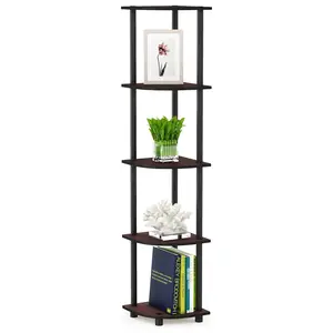 Corner Shelf, 5-Tier Corner Bookshelf, Open Storage Shelves, for Organization and Storage, Living Room, Home Office, Garage, Bedroom, Beech