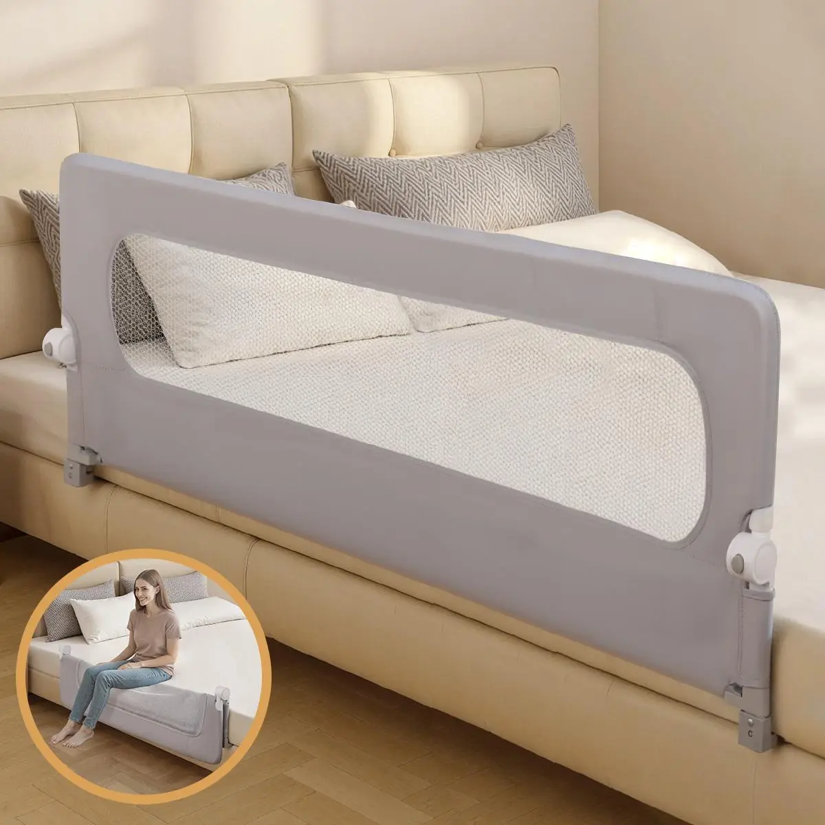 Bed Rail for Toddlers, CAVEEN 47" Toddler Bed Rails, Kids Bed Rail Guard, for Twin, Full, Queen, King Bunk Size Bed Swing Down Bedrail Extral Tall kid Safety Side Railing Guards for Kids, Bed Fence, dealsforyou, summerwins, restock, dealsforyoudays