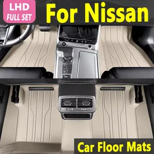 LHD PU leather car floor mats for Nissan Juke、Pathfinder R51、March、Tiida、Qashqai、d40、Versa、Kicks、Patrol、X Trail T32、Note E12、Teana j32, anti slip, wear-resistant and easy to clean,anti fouling protection car interior accessories, not sold in the UK