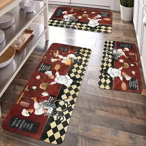 Chef Kitchen Floor Mat, Non-Slip Decorative Carpet, Soft Easy to Clean, Suitable for Bedroom Living Room Dining Room Bathroom Foyer Door Laundry Room