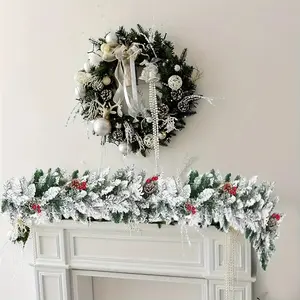 9-Foot Artificial Christmas Garland with Pine Cones & Berries, Classic Metal & Plastic Holiday Swag, Indoor Winter Decoration