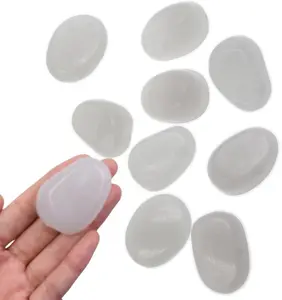 10Pcs 1.7" Large Glow Pebbles Glow in The Dark Decorative Stones Rocks for Garden Path Walkway Yard Fish Tank, White