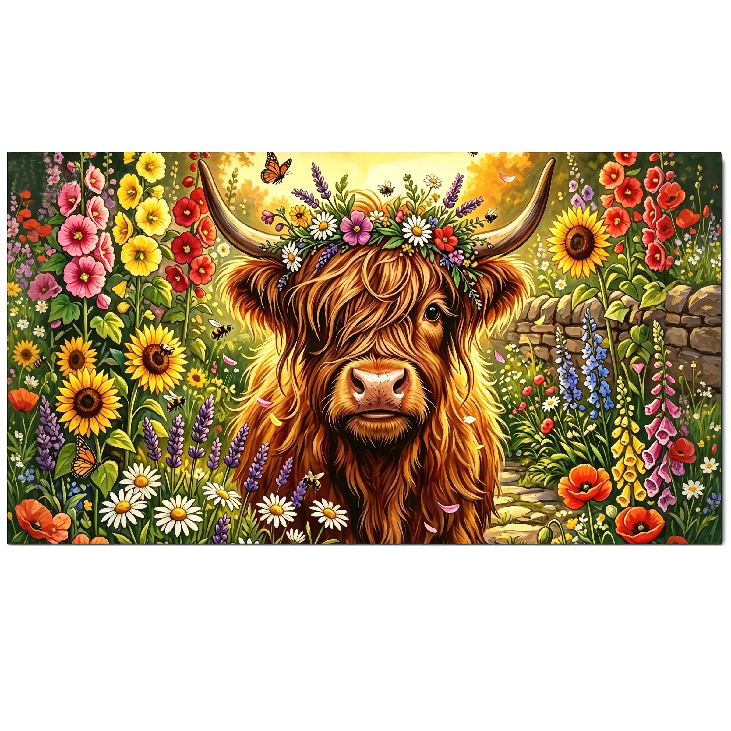 Large Size 5D Diamond Painting Kits for Beginner,Highland Cow Diamond Art Kits for Adults, DIY Gem Painting,Animal Diamond Mosaic Kits,Crafts Kits,Diamond Dots for Home Wall Decor,31.5x15.7inch