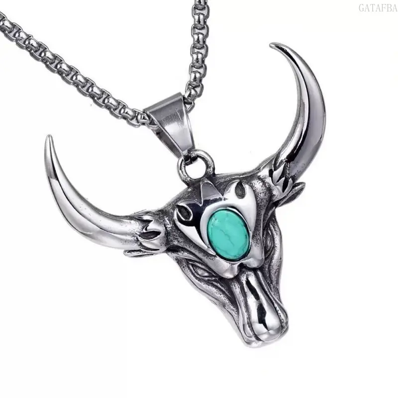 Men's Vintage Bull Head Pendant Necklace, Bold Punk Hip‑Hop Statement Jewelry, Stylish Unique Streetwear Accessory for Daily Wear & Club Occasions,back to school,back to school haul