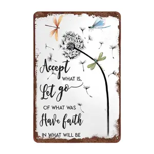 Rustic Vintage Dandelion Print Alloy Wall Art Sign - 8x12 in Artistic Alloy Surface Aluminum Frame Decor Plaque, 1pc No-Electricity Uplifting Motivational Piece, Ideal for Living Room Room Decor Home Supplies